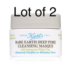 2 X KIEHL'S Rare Earth Deep Pore Cleansing Masque 0.5 Oz Each NEW Mask